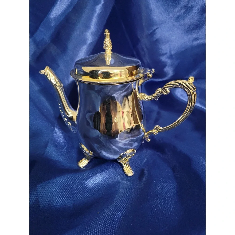 Godinger Silver Arts Mini Tea Coffee Set Creamer Sugar Pot Tray